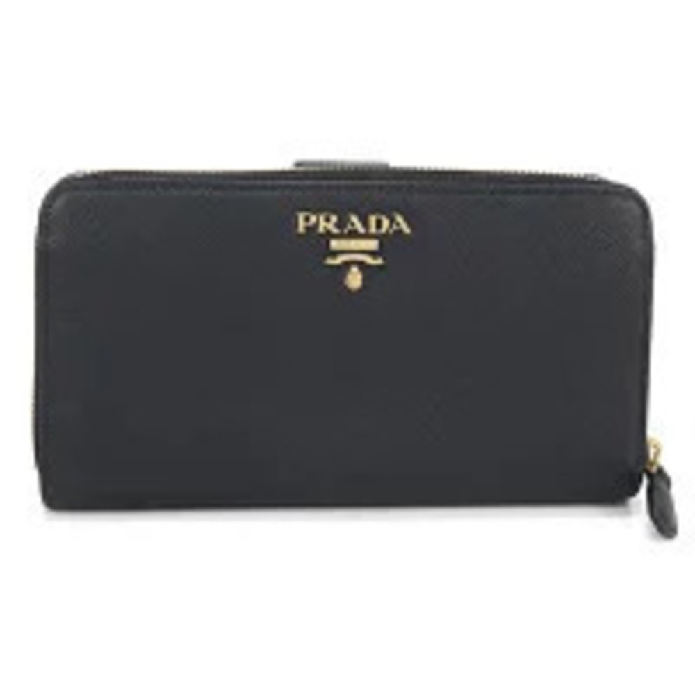 Prada Bi fold Long Wallet Saffiano Leather Black